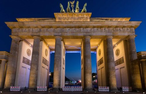 Berlin, June 2015. Brandenburg door. Berlinis the capital of Germany, and one of the 16 states of Germany. With a population of 3.5 million people, Berlin is Germany's largest city. It is the second most populous city  and the seventh most populous urban area in the European Union