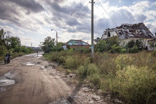 Ukraine, September 2022.The Ukrainian city of Izium (Izyum) is related  with the mass burial site discovered near by. But there are people still living there. Russia heavily bombarded the town. In  September, its forces left the area leaving behind destroyed infrastructure and a population with no food and no water and under shock.