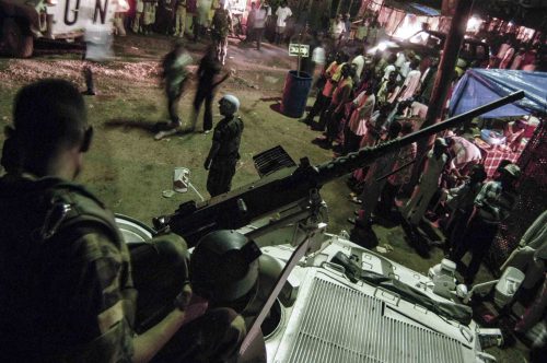 Jul 2004. Cap Haitien chilenan soldiers patrolling a little village in the north of Haiti.
Lorenzo Moscia/GraziaNeri