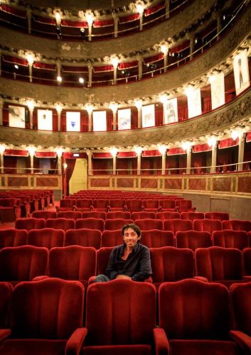 Rome, Jun 2018. Marcello Fonte inside Teatro Valle a theatre in which he left for over 3 years when he was squatting. Marcello is an Italian actor, who was working as a caretaker when he was discovered and won best actor at Cannes film festival in May 2018 with 