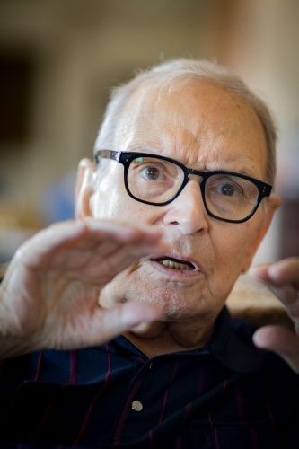 Rome, Italy, Sept 2018. Ennio Morricone (89), portrayed in his home in Rome.