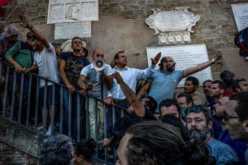 Rome, Italy. September 2013. About a thousand people belonging to the movements of homelessness
 
