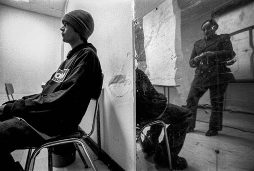 Santiago de Chile, 2003-2006: Young  drug dealer speacking with a policewoman