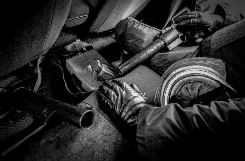 Santiago de Chile, 2003-2006: policeman with a tear-jerking gun